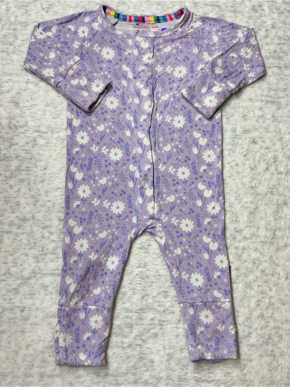 Magnetic Me Lilac Floral Convertible Sleeper 0-3M Baby Girl Modal Lavender